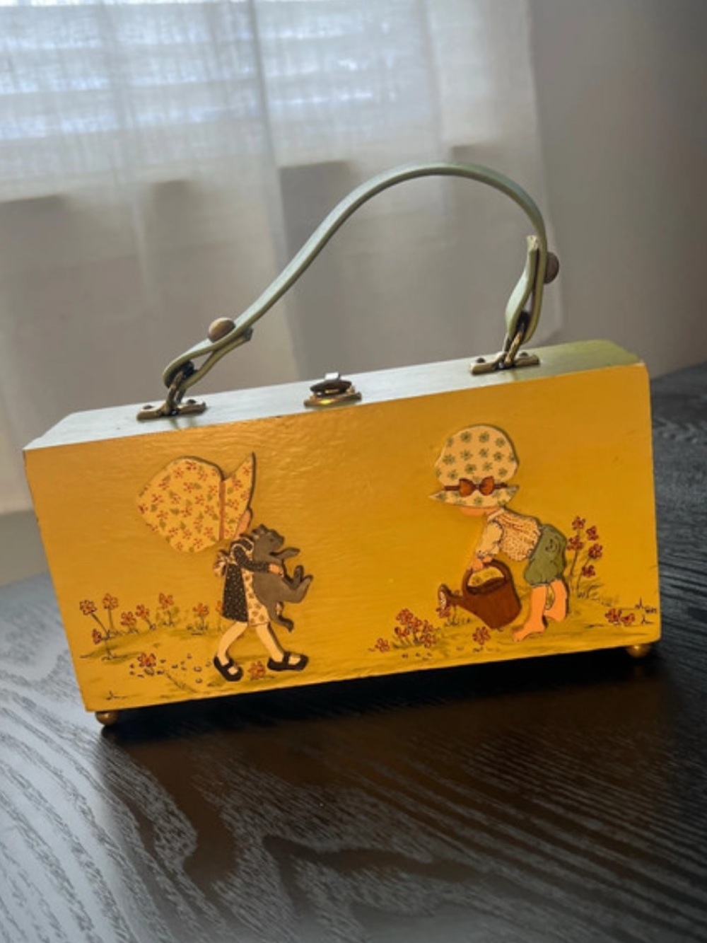 Vintage 1960’s Holly Hobby Hand-Painted Wooden Box Purse